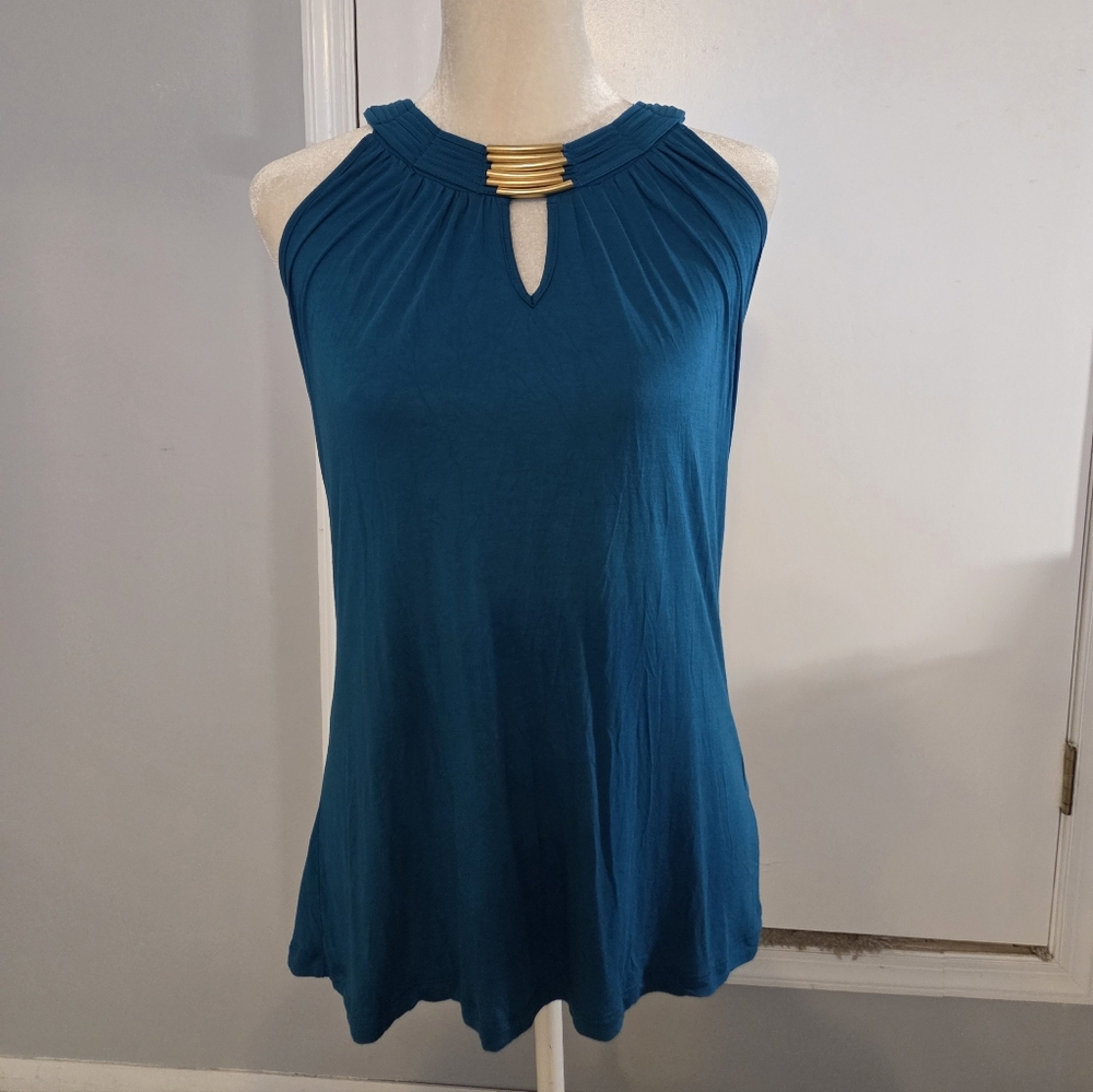 Cable & Gauge Teal Keyhole Tank Top